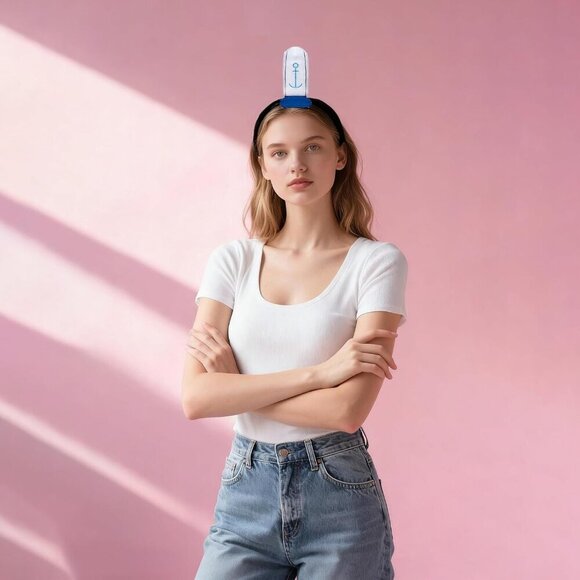 Nautical Sailor Headband Embroidered Anchor Elastic Costume Accessory main image 5